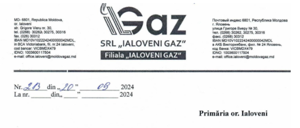 SRL ”Ialoveni Gaz” informează: