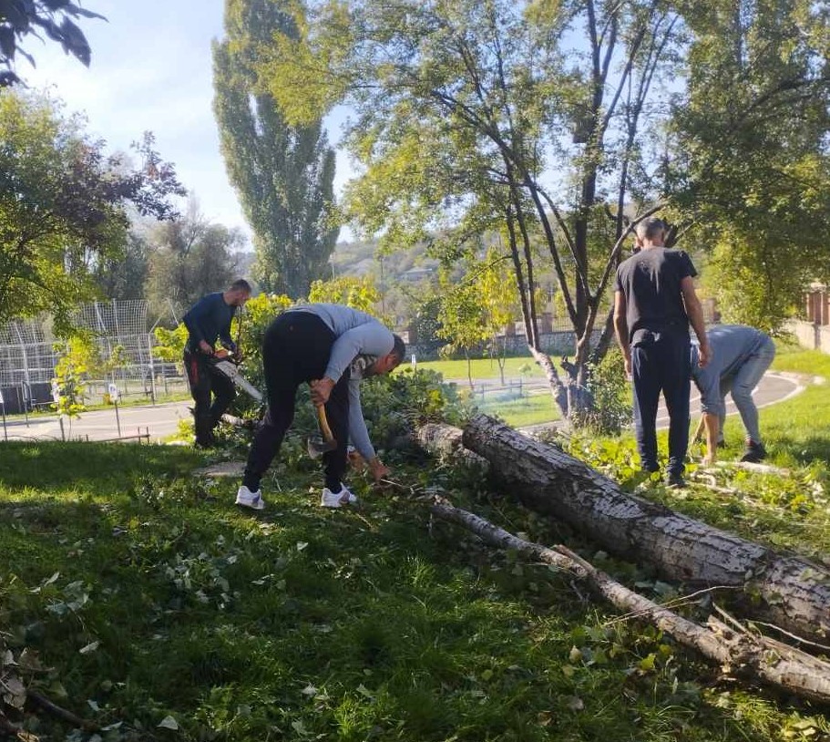 Angajații Primăriei Ialoveni și cetățenii de la Biroul de Probațiune care prestează muncă neremunerată în folosul comunității