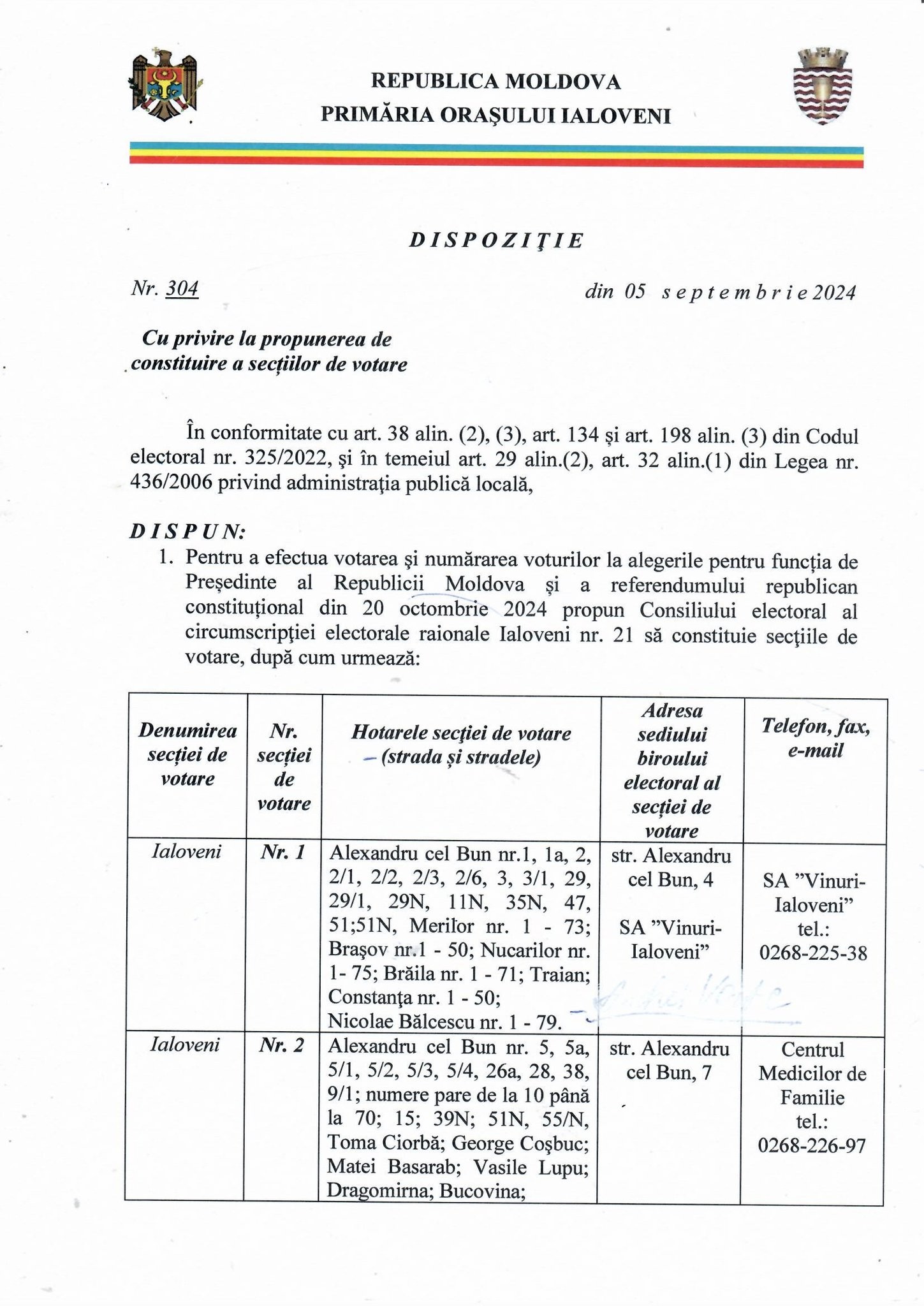 20 OCTOMBRIE 2024 – ALEGERI PREZIDENȚIALE ȘI REFERENDUMUL REPUBLICAN CONSTITUȚIONAL