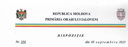 Dispoziția dlui Sergiu ARMAȘU, Primar al orașului Ialoveni, cu privire la convocarea ședinței ordinare a Consiliului orășenesc Ialoveni