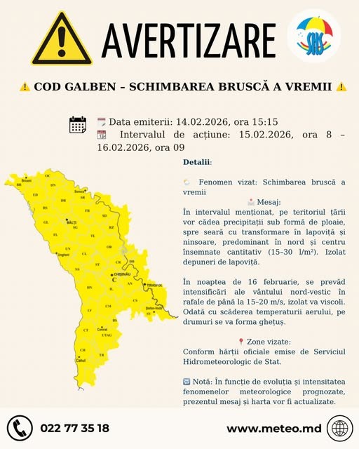 📢 Primăria orașului Ialoveni informează