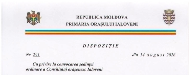 📢 Ședința ordinară a Consiliului orășenesc Ialoveni