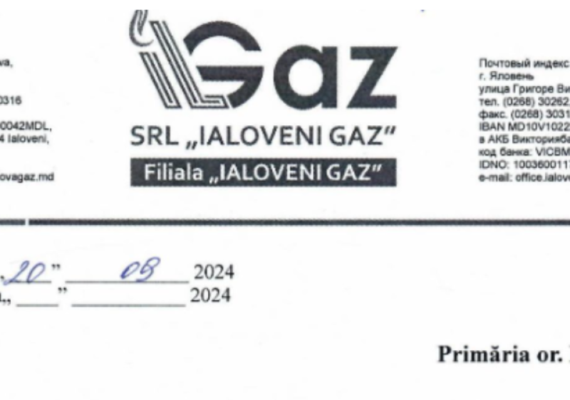 SRL ”Ialoveni Gaz” informează: