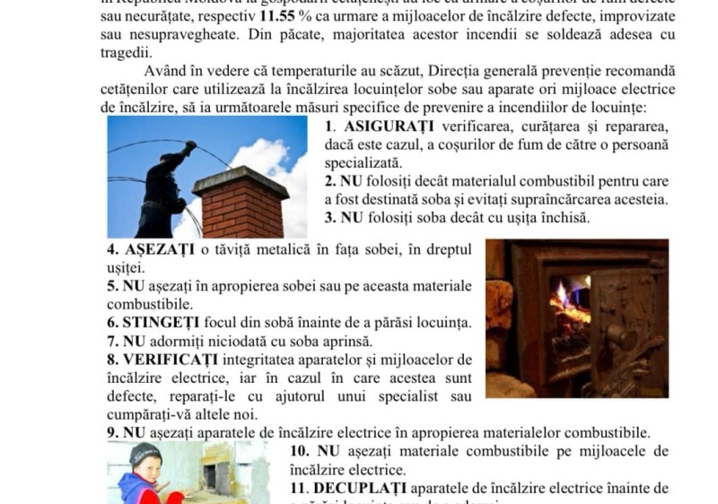 Minimalizarea riscurilor de incendii și cazurilor de intoxicare cu produse ale arderii și prevenirea situațiilor de risc in fondul locativ