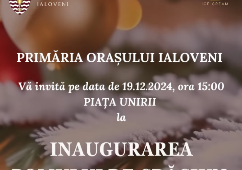 Primăria orașului Ialoveni, Invită toți locuitorii orașului Ialoveni la inaugurarea Pomului de Crăciun.