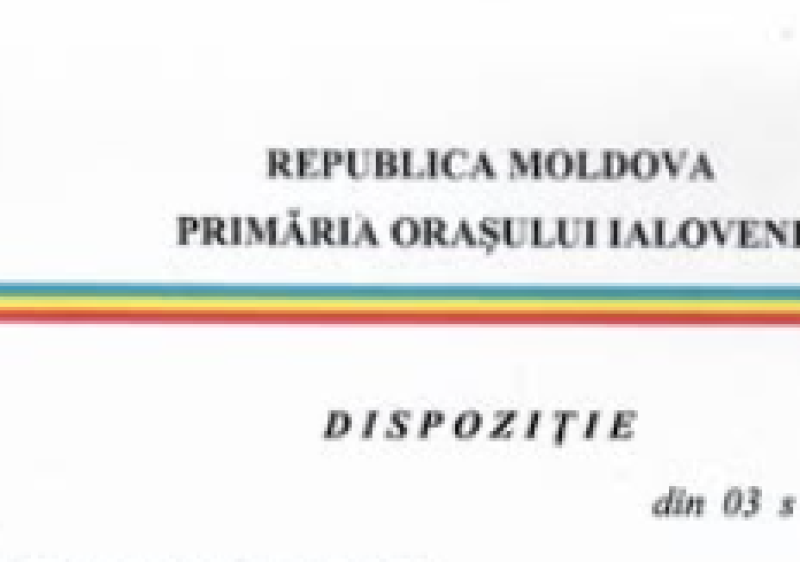 Dispoziția dlui Sergiu ARMAȘU, Primar al orașului Ialoveni, cu privire la convocarea ședinței ordinare a Consiliului orășenesc Ialoveni