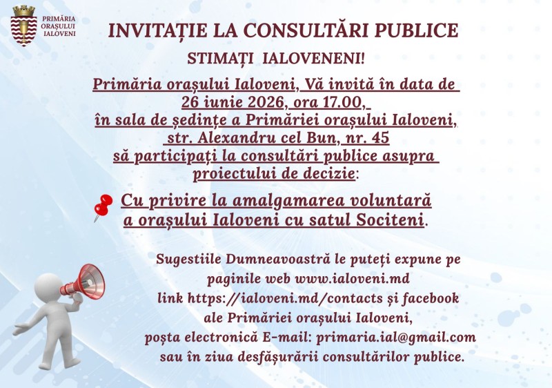 Invitație la consultări Publice 26 iunie 2026, ora 17:00